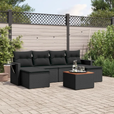 vidaXL 7 részes fekete polyrattan kerti ülőgarnitúra párnával kerti bútor