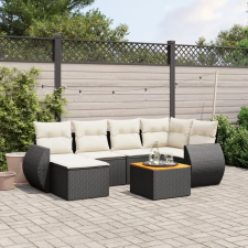 vidaXL 7 részes fekete polyrattan kerti ülőgarnitúra párnával kerti bútor