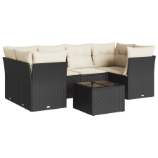 vidaXL 7 részes fekete polyrattan kerti ülőgarnitúra párnával (3217266) kerti bútor