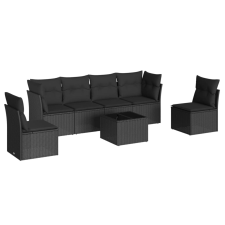 vidaXL 7 részes fekete polyrattan kerti ülőgarnitúra párnával (3217375) kerti bútor