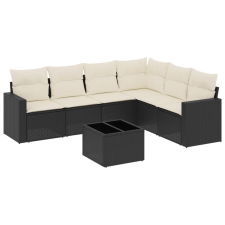 vidaXL 7 részes fekete polyrattan kerti ülőgarnitúra párnával (3219006) kerti bútor