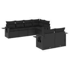 vidaXL 7 részes fekete polyrattan kerti ülőgarnitúra párnával (3220404) kerti bútor