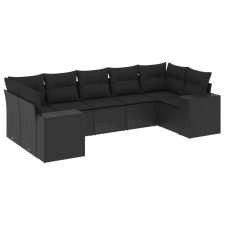 vidaXL 7 részes fekete polyrattan kerti ülőgarnitúra párnával (3222984) kerti bútor