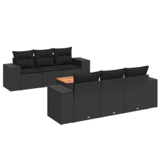 vidaXL 7 részes fekete polyrattan kerti ülőgarnitúra párnával (3225334) kerti bútor