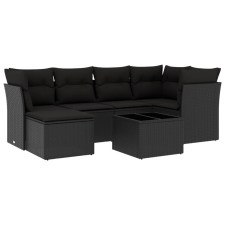 vidaXL 7 részes fekete polyrattan kerti ülőgarnitúra párnával (3249794) kerti bútor