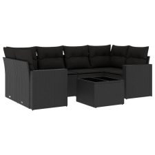vidaXL 7 részes fekete polyrattan kerti ülőgarnitúra párnával (3251052) kerti bútor