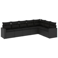 vidaXL 7 részes fekete polyrattan kerti ülőgarnitúra párnával (3251382) kerti bútor