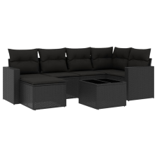 vidaXL 7 részes fekete polyrattan kerti ülőgarnitúra párnával (3251602) kerti bútor