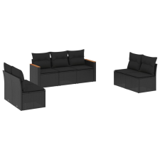vidaXL 7 részes fekete polyrattan kerti ülőgarnitúra párnával (3258275) kerti bútor