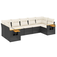 vidaXL 7 részes fekete polyrattan kerti ülőgarnitúra párnával (3259508) kerti bútor
