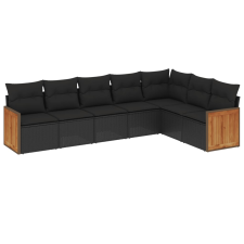 vidaXL 7 részes fekete polyrattan kerti ülőgarnitúra párnával (3260109) kerti bútor