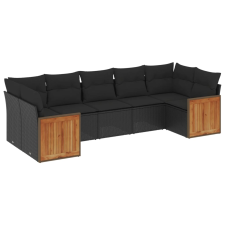 vidaXL 7 részes fekete polyrattan kerti ülőgarnitúra párnával (3260347) kerti bútor