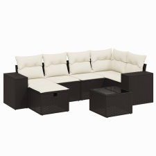 vidaXL 7 részes fekete polyrattan kerti ülőgarnitúra párnával (3264422) kerti bútor