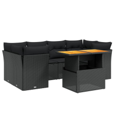 vidaXL 7 részes fekete polyrattan kerti ülőgarnitúra párnával (3270684) kerti bútor