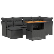 vidaXL 7 részes fekete polyrattan kerti ülőgarnitúra párnával (3270936) kerti bútor