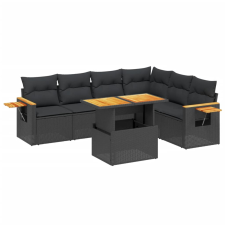 vidaXL 7 részes fekete polyrattan kerti ülőgarnitúra párnával (3273533) kerti bútor