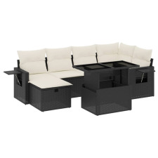 vidaXL 7 részes fekete polyrattan kerti ülőgarnitúra párnával (3274976) kerti bútor