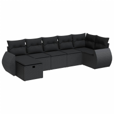 vidaXL 7 részes fekete polyrattan kerti ülőgarnitúra párnával (3325601) kerti bútor