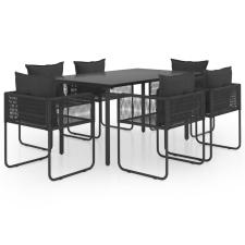 vidaXL 7 részes fekete PVC rattan kerti étkezőgarnitúra kerti bútor