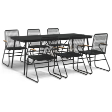 vidaXL 7 részes fekete PVC rattan kerti étkezőgarnitúra (3060271) kerti bútor