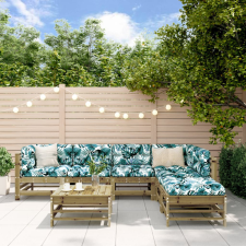 vidaXL 7 részes impregnált fenyőfa kerti ülőgarnitúra párnával kerti bútor