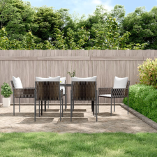 vidaXL 7-részes polyrattan és acél kerti étkezőgarnitúra párnával kerti bútor