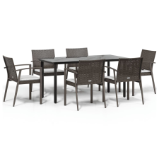 vidaXL 7 részes polyrattan és acél kerti étkezőgarnitúra párnával (3186994) kerti bútor