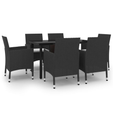 vidaXL 7 részes polyrattan és üveg kerti étkezőgarnitúra párnákkal (3099682) kerti bútor