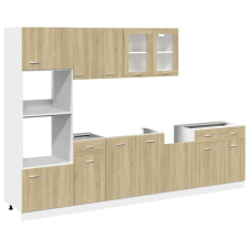 vidaXL 7 részes sonoma-tölgy színű szerelt fa konyhaszekrény garnitúra (3307653) bútor