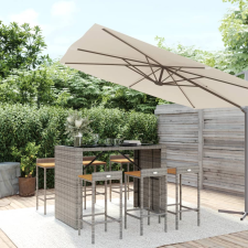 vidaXL 7-részes szürke polyrattan és tömör akácfa kerti bárszett kerti bútor