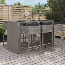 vidaXL 7 részes szürke polyrattan kerti bárszett párnákkal kerti bútor