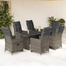 vidaXL 7 részes szürke polyrattan kerti bisztrógarnitúra párnákkal kerti bútor