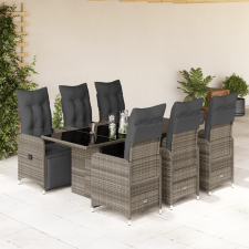 vidaXL 7 részes szürke polyrattan kerti bisztrógarnitúra párnákkal kerti bútor