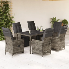 vidaXL 7 részes szürke polyrattan kerti bisztrógarnitúra párnákkal kerti bútor