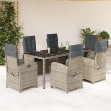 vidaXL 7 részes szürke polyrattan kerti étkezőgarnitúra párnával kerti bútor