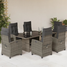 vidaXL 7 részes szürke polyrattan kerti étkezőgarnitúra párnával kerti bútor