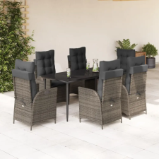 vidaXL 7 részes szürke polyrattan kerti étkezőgarnitúra párnával kerti bútor