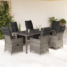 vidaXL 7 részes szürke polyrattan kerti étkezőgarnitúra párnával kerti bútor