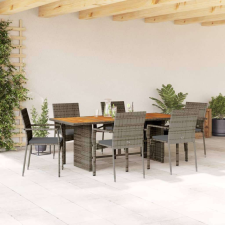 vidaXL 7 részes szürke polyrattan kerti étkezőgarnitúra párnával kerti bútor