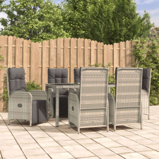 vidaXL 7 részes szürke polyrattan kerti étkezőgarnitúra párnával kerti bútor