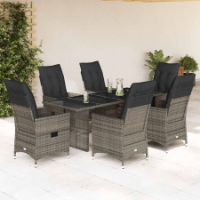 vidaXL 7 részes szürke polyrattan kerti étkezőgarnitúra párnával kerti bútor