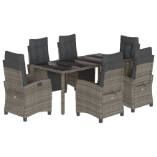 vidaXL 7 részes szürke polyrattan kerti étkezőgarnitúra párnával (3212898) kerti bútor