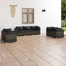 vidaXL 7-részes szürke polyrattan kerti ülőgarnitúra párnákkal kerti bútor