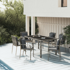 vidaXL 7-részes szürke polyrattan kerti ülőgarnitúra párnákkal kerti bútor