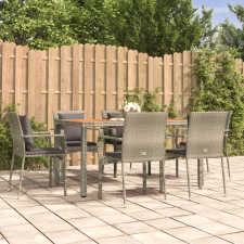 vidaXL 7-részes szürke polyrattan kerti ülőgarnitúra párnákkal kerti bútor