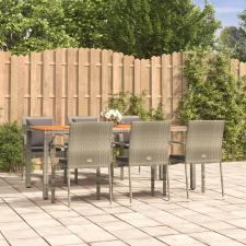vidaXL 7-részes szürke polyrattan kerti ülőgarnitúra párnákkal kerti bútor