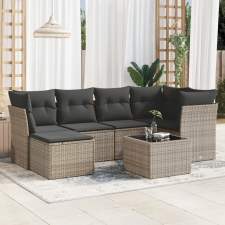 vidaXL 7 részes szürke polyrattan kerti ülőgarnitúra párnákkal kerti bútor