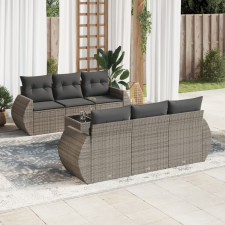 vidaXL 7 részes szürke polyrattan kerti ülőgarnitúra párnákkal kerti bútor