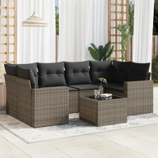 vidaXL 7 részes szürke polyrattan kerti ülőgarnitúra párnákkal kerti bútor