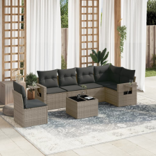 vidaXL 7 részes szürke polyrattan kerti ülőgarnitúra párnákkal kerti bútor
